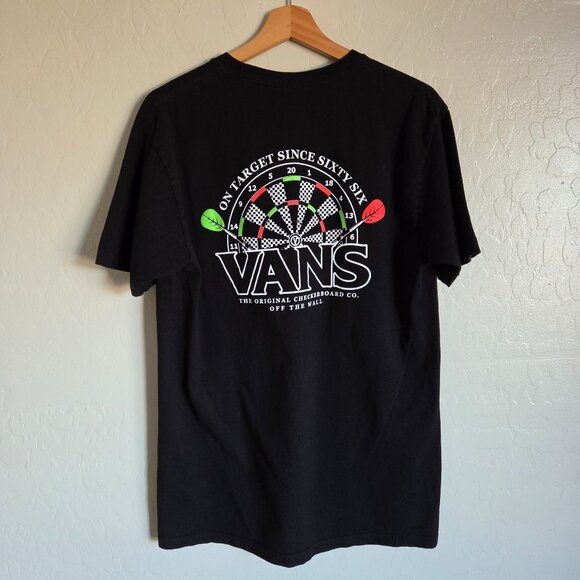 Vans On Target Dart Board T-Shirt Tee Black Size Mens M Classic Fit Short Sleeve - Picture 1 of 8